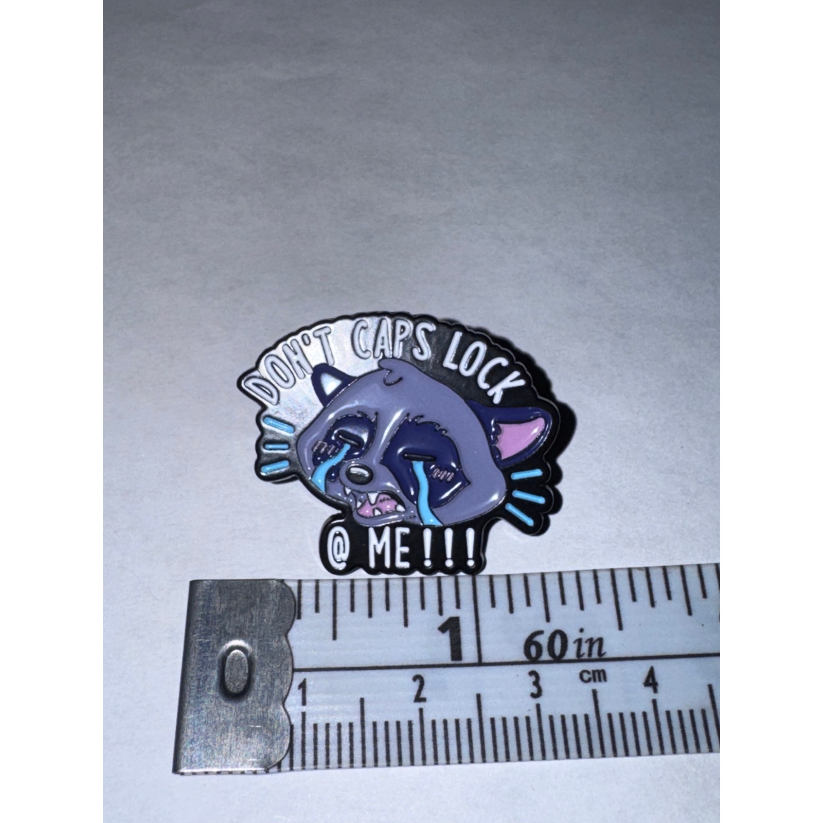 Raccoon Don’t Caps Lock At Me Pin Brooch